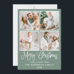 Moderne Kalligrafie Weihnachten 4 Fotos Sage Green<br><div class="desc">Modern Fun Calligraphy Script Frohe Weihnachten 4 Foto Holiday Card - Sage Green</div>
