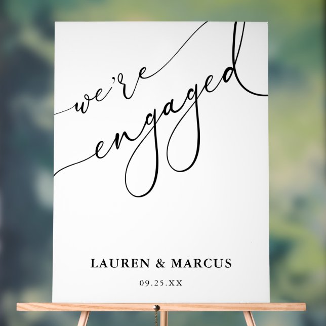 Moderne Kalligrafie Wir sind Verlobte Engagement-P Acrylschild (Neutral)