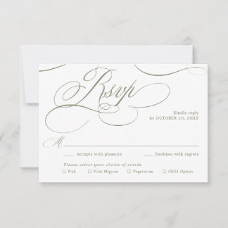 Moderne Kalligrafie zeitlose Sage-Grün-Hochzeit RSVP Karte