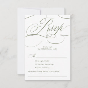Moderne Kalligrafie zeitlose Sage-Grün-Hochzeit RSVP Karte