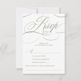 Moderne Kalligrafie zeitlose Sage-Grün-Hochzeit RSVP Karte