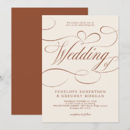 Moderne Kalligrafie Zeitlose Terrakotta-Hochzeit Einladung