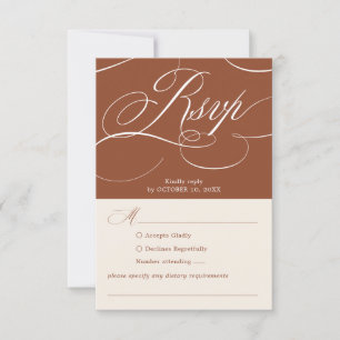 Moderne Kalligrafie Zeitlose Terrakotta-Hochzeit RSVP Karte