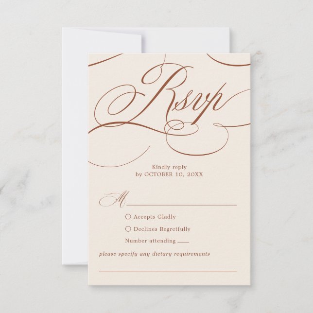 Moderne Kalligrafie Zeitlose Terrakotta-Hochzeit RSVP Karte (Vorderseite)