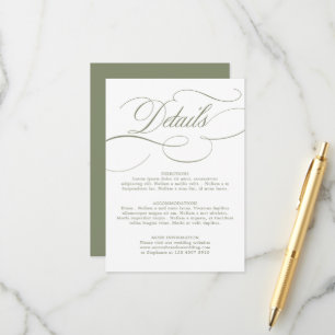 Moderne Kalligrafie zeitloses Sage-Grün Hochzeit Begleitkarte
