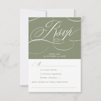 Moderne Kalligrafie zeitloses Sage-Grün Hochzeit RSVP Karte
