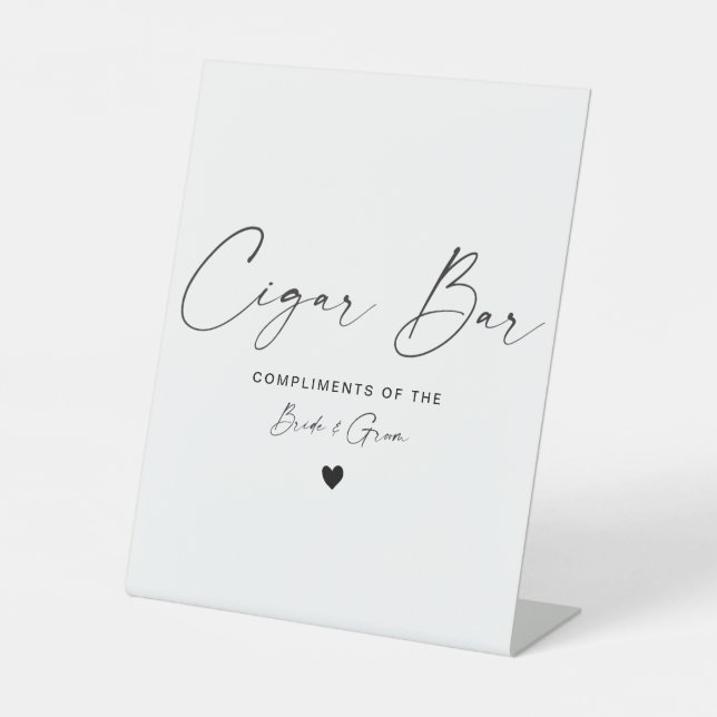 Moderne Kalligrafie Zigar Bar Wedding Pedestal Zei Sockelschild (Vorderseite)