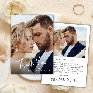 Moderne Kalligraphie 2 Foto Hochzeit Danke Karte