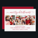 Moderne Kalligraphie 3 Foto Frohe Weihnachten Rot<br><div class="desc">Modern Trendy Calligrafy Script 3 Foto Family Foto Collage Frohe Weihnachtskarte - Rot</div>