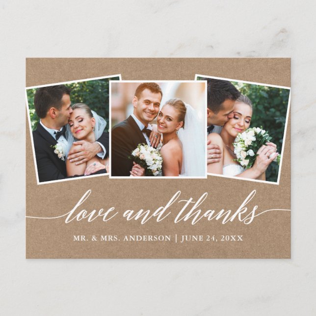 Moderne Kalligraphie 3 Foto Liebe dank Kraft Postkarte (Vorderseite)