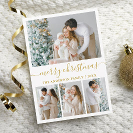 Moderne Kalligraphie 4 Foto Frohe Weihnachtsgolden Feiertagskarte