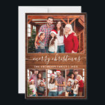 Moderne Kalligraphie 4 Foto Holz Frohe Weihnachten<br><div class="desc">Modern Trendy Calligrafy Script 4 Foto Family Foto Collage Frohe Weihnachtskarte - Rustikale Landholzdrucke</div>