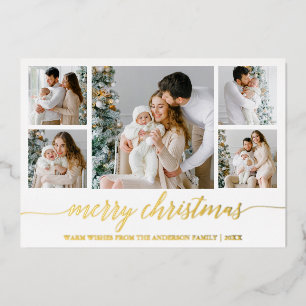 Moderne Kalligraphie 5 Foto Frohe Weihnachtsgolden Folien Feiertagskarte