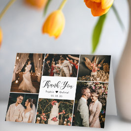 Moderne Kalligraphie 6 Foto Collage Wedding Vielen Dankeskarte