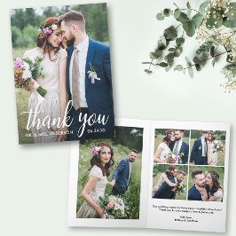 Moderne Kalligraphie 6 Foto Hochzeit geklappt Dankeskarte