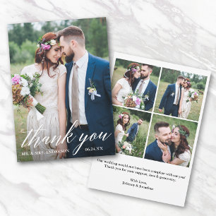 Moderne Kalligraphie Braut und Groom 5 Foto Hochze Dankeskarte