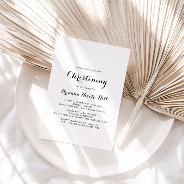 Moderne Kalligraphie Christening Einladung (Von Creator hochgeladen)