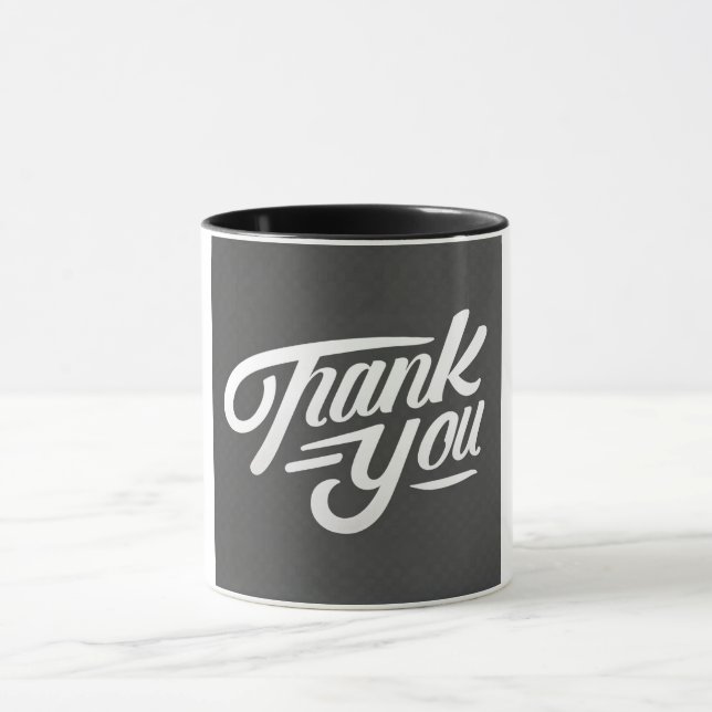 Moderne Kalligraphie Danke Mens Tasse (Zentrum)