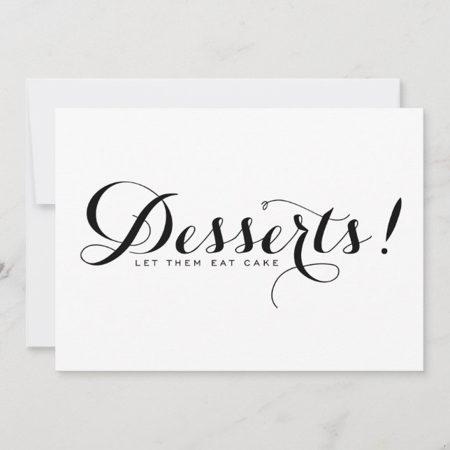Moderne Kalligraphie | Dessert Wedding Sign Card Einladung (Vorderseite)