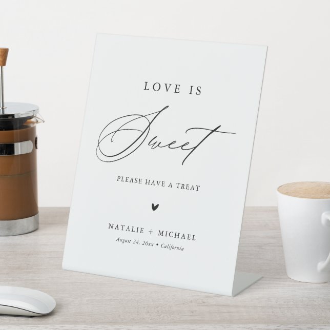 Moderne Kalligraphie Elegante Hochzeitstorte Sockelschild (In SItu)