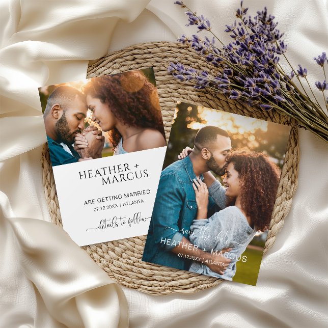 Moderne Kalligraphie Elegantes Foto Save the Date Einladung (Von Creator hochgeladen)