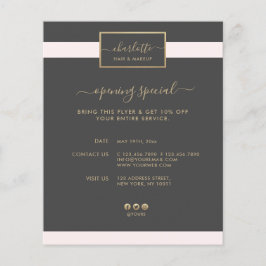 Moderne Kalligraphie Elegantes Gold Rosa & Grau Flyer
