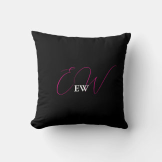 Moderne Kalligraphie Elegantes Schwarz-Weiß-Script Kissen