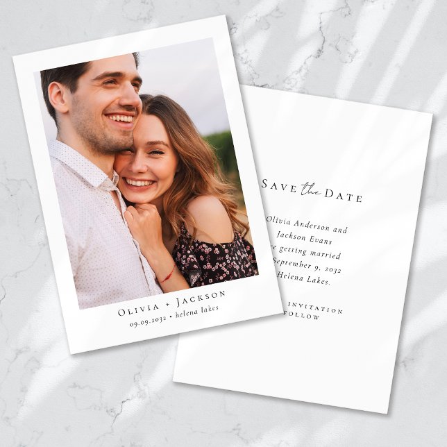 Moderne Kalligraphie-Foto-Hochzeit Save The Date (Von Creator hochgeladen)