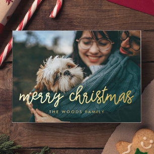 Moderne Kalligraphie Frohe Weihnachtszeit Foto Folien Feiertagspostkarte