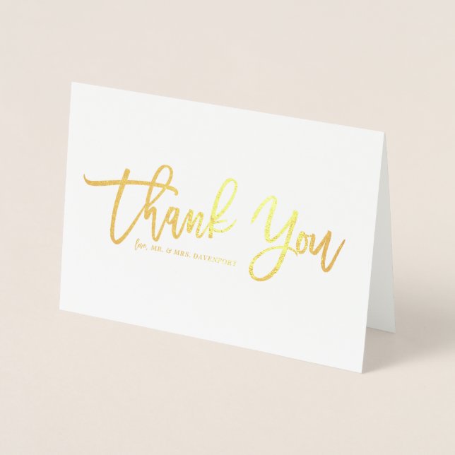 Moderne Kalligraphie Gold Foil Vielen Dank Folienkarte (Vorderseite)