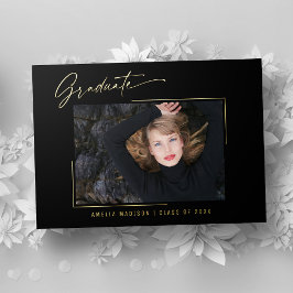 Moderne Kalligraphie Gold Ink Script Foto Grad Car Folieneinladung