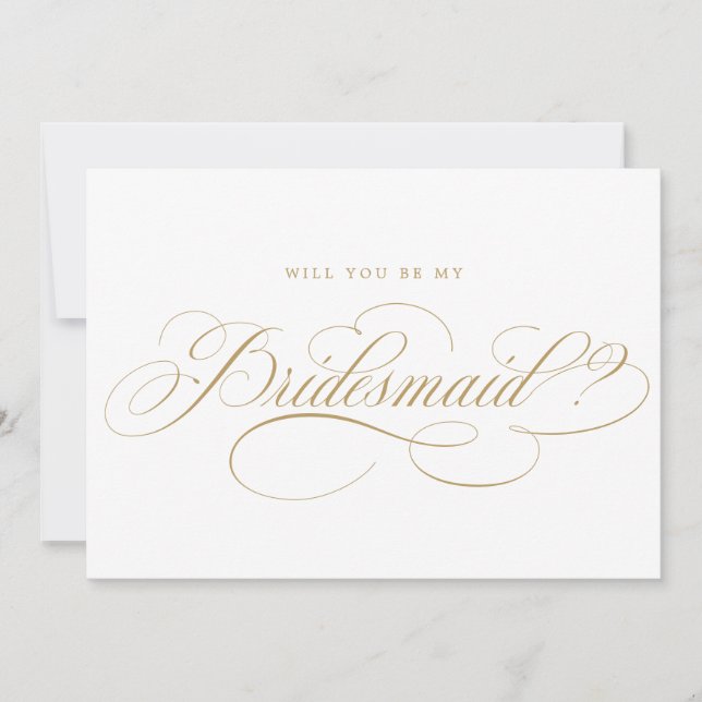 Moderne Kalligraphie Gold werden Sie meine Bridmai Einladung (Vorderseite)