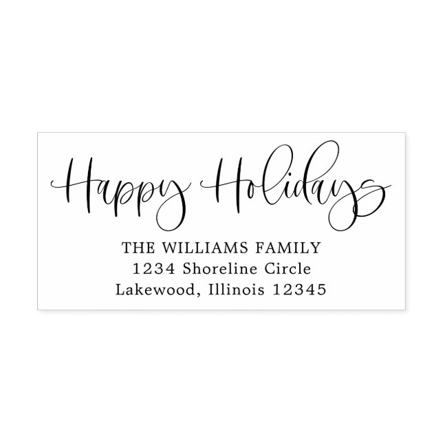 Moderne Kalligraphie Happy Holidays Rücksendeadres Permastempel (Design)