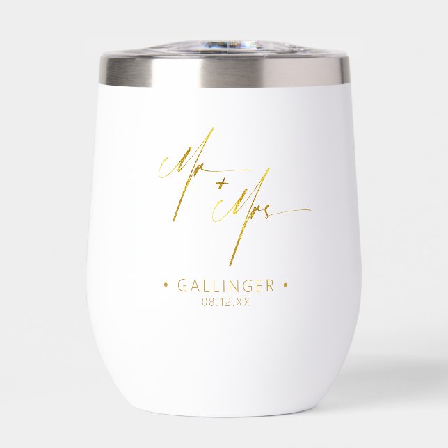 Moderne Kalligraphie Herr & Frau Gold ID1025 (Vorderseite)