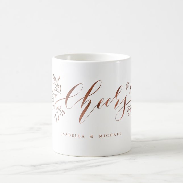 Moderne Kalligraphie jubelt rustikale Blumen Kaffeetasse (Mittel)