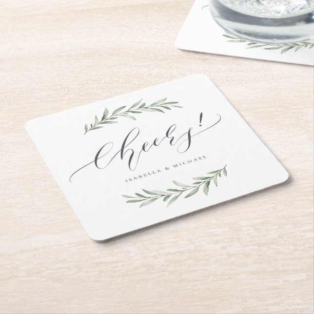 Moderne Kalligraphie jubelt rustikale Hochzeit Rechteckiger Pappuntersetzer (angewinkelt)