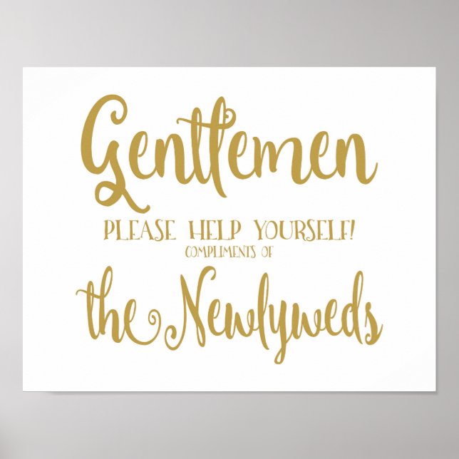 Moderne Kalligraphie Männer-Badezimmer-Schild Prin Poster (Vorne)