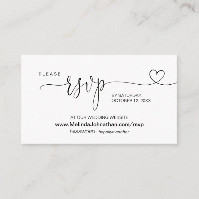 Moderne Kalligraphie Online Wedding Website UAWG Begleitkarte (Vorderseite)