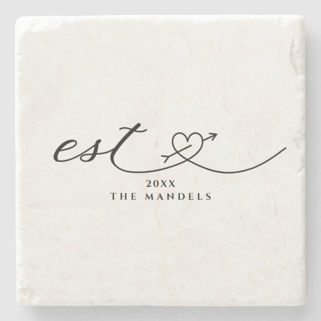 Moderne Kalligraphie Personalisiert Steinuntersetzer (Vorderseite)