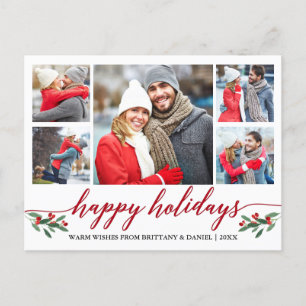 Moderne Kalligraphie Roter Happy Holidays 5 Foto Postkarte