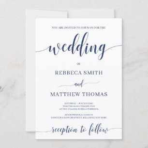 Moderne Kalligraphie-Schriftzeichen-Hochzeit Einladung
