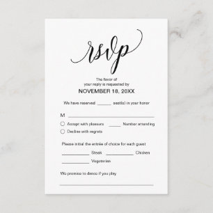 Moderne Kalligraphie, Schwarz, Hochzeitessen UAWG Begleitkarte