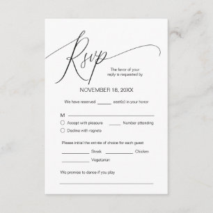 Moderne Kalligraphie, Schwarz, Hochzeitessen UAWG  Begleitkarte