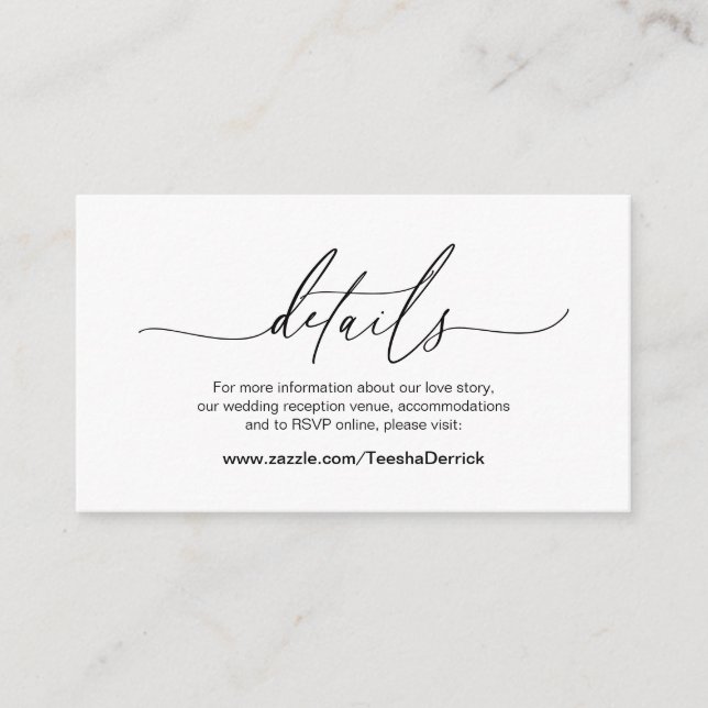 Moderne Kalligraphie, Schwarzer Schriftart, Hochze Begleitkarte (Vorderseite)
