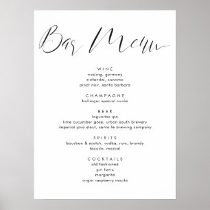 Moderne Kalligraphie Script Wedding Drinks Bar Men Poster