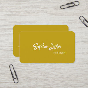 Moderne Kalligraphie Senf Farbe Haar Stylist Visitenkarte