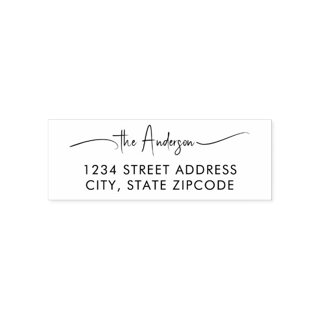 Moderne Kalligraphie-Skriptnachname-Rücksendeadres Permastempel (Design)