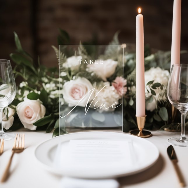 Moderne Kalligraphie-Tabelle Neun Tischnummer Fensteraufkleber (Von Creator hochgeladen)