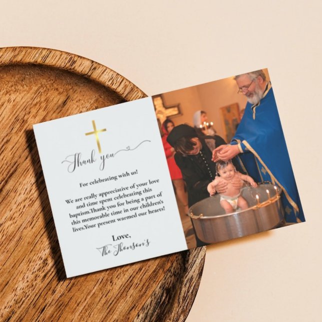 Moderne Kalligraphie Taufe danke Karte (Von Creator hochgeladen)