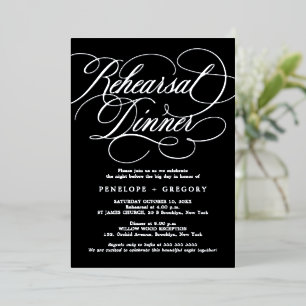 Moderne Kalligraphie-Timeles Silver Probe Dinner Folieneinladung